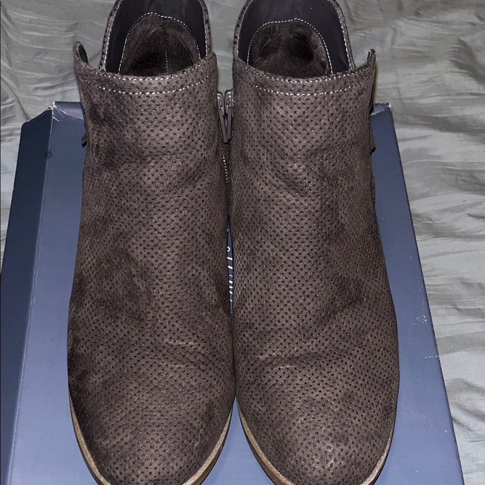 Brown Textured Ankle Boots